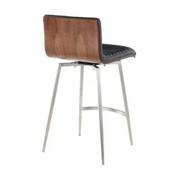 Lumisource Mason Swivel Counter Stool in, Walnut Wood, Black Faux Leather, PK 2 -Kitchen & Dining Furniture Sales Store LumiSource20LLC B26xxMSNSWxxWLBK2xxxx4xxxx226abf