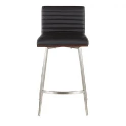 Lumisource Mason Swivel Counter Stool in, Walnut Wood, Black Faux Leather, PK 2 -Kitchen & Dining Furniture Sales Store LumiSource20LLC B26xxMSNSWxxWLBK2xxxx6xxxxc09a7c