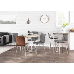 Lumisource Mason Swivel Counter Stool in, Walnut Wood, Grey Faux Leather, PK 2 -Kitchen & Dining Furniture Sales Store LumiSource20LLC B26xxMSNSWxxWLGY2xxxx11xxxx7e469a