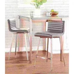 Lumisource Mason Swivel Counter Stool in, Walnut Wood, Grey Faux Leather, PK 2 -Kitchen & Dining Furniture Sales Store LumiSource20LLC B26xxMSNSWxxWLGY2xxxx12xxxxf648ef