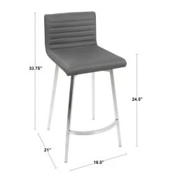 Lumisource Mason Swivel Counter Stool in, Walnut Wood, White Faux Leather, PK 2 -Kitchen & Dining Furniture Sales Store LumiSource20LLC B26xxMSNSWxxWLW2xxDIMxx00f038