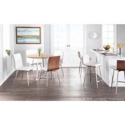 Lumisource Mason Swivel Counter Stool in, Walnut Wood, White Faux Leather, PK 2 -Kitchen & Dining Furniture Sales Store LumiSource20LLC B26xxMSNSWxxWLW2xxxx10xxxxa5dfbf