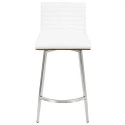 Lumisource Mason Swivel Counter Stool in, Walnut Wood, White Faux Leather, PK 2 -Kitchen & Dining Furniture Sales Store LumiSource20LLC B26xxMSNSWxxWLW2xxxx7xxxxdb1f41