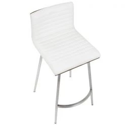 Lumisource Mason Swivel Counter Stool in, Walnut Wood, White Faux Leather, PK 2 -Kitchen & Dining Furniture Sales Store LumiSource20LLC B26xxMSNSWxxWLW2xxxx8xxxxbb68d6