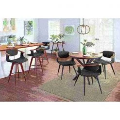 Lumisource Oracle Counter Stool in Walnut Bamboo and Black Faux Leather -Kitchen & Dining Furniture Sales Store LumiSource20LLC B26xxORACLExxWLBKxxxx8xxxx9c334d