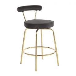 Lumisource Rhonda Counter Stool in Gold Metal and Black Velvet, PK 2 -Kitchen & Dining Furniture Sales Store LumiSource20LLC B26xxRHONDAxxAUBK2xxxx2xxxxb477df