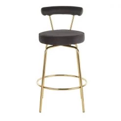 Lumisource Rhonda Counter Stool in Gold Metal and Black Velvet, PK 2 -Kitchen & Dining Furniture Sales Store LumiSource20LLC B26xxRHONDAxxAUBK2xxxx6xxxx2a1950