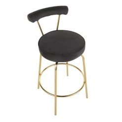 Lumisource Rhonda Counter Stool in Gold Metal and Black Velvet, PK 2 -Kitchen & Dining Furniture Sales Store LumiSource20LLC B26xxRHONDAxxAUBK2xxxx7xxxx107c37