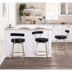 Lumisource Rhonda Counter Stool in Gold Metal and Black Velvet, PK 2 -Kitchen & Dining Furniture Sales Store LumiSource20LLC B26xxRHONDAxxAUBK2xxxx9xxxxd27c13