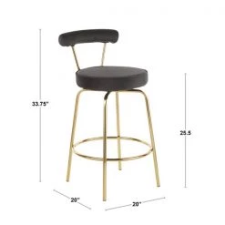 Lumisource Rhonda Counter Stool in Gold Metal and Sage Green Velvet, PK 2 -Kitchen & Dining Furniture Sales Store LumiSource20LLC B26xxRHONDAxxAULGN2xxDIMxx4f240c