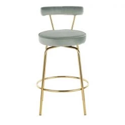Lumisource Rhonda Counter Stool in Gold Metal and Sage Green Velvet, PK 2 -Kitchen & Dining Furniture Sales Store LumiSource20LLC B26xxRHONDAxxAULGN2xxxx6xxxx3402d8