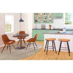 Lumisource Saddle Counter Stool in Black and Camel, PK 2 -Kitchen & Dining Furniture Sales Store LumiSource20LLC B26xxSADLxxBKCAM2xxxx10xxxx4bbfbc