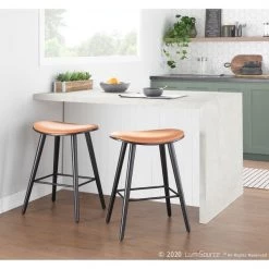 Lumisource Saddle Counter Stool in Black and Camel, PK 2 -Kitchen & Dining Furniture Sales Store LumiSource20LLC B26xxSADLxxBKCAM2xxxx9xxxx94c1c1