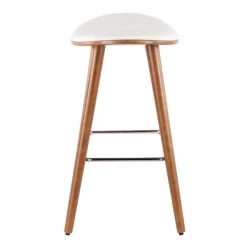 Lumisource Saddle Counter Stool in Walnut and White Faux Leather, PK 2 -Kitchen & Dining Furniture Sales Store LumiSource20LLC B26xxSADLxxWLxxW2xxxx3xxxxc00a71