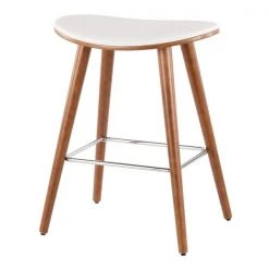 Lumisource Saddle Counter Stool in Walnut and White Faux Leather, PK 2 -Kitchen & Dining Furniture Sales Store LumiSource20LLC B26xxSADLxxWLxxW2xxxx4xxxx39837b