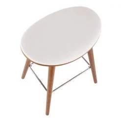 Lumisource Saddle Counter Stool in Walnut and White Faux Leather, PK 2 -Kitchen & Dining Furniture Sales Store LumiSource20LLC B26xxSADLxxWLxxW2xxxx7xxxx4c3b55