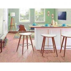 Lumisource Saddle Counter Stool in Walnut and White Faux Leather, PK 2 -Kitchen & Dining Furniture Sales Store LumiSource20LLC B26xxSADLxxWLxxW2xxxx9xxxx480d74