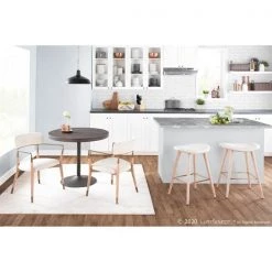 Lumisource Saddle Counter Stool in White Washed Wood and Cream, PK 2 -Kitchen & Dining Furniture Sales Store LumiSource20LLC B26xxSADLxxWWNCR2xxxx10xxxx9aafd9