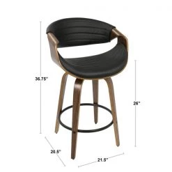 Lumisource Symphony Counter Stool in Walnut and Black Faux Leather, PK 2 -Kitchen & Dining Furniture Sales Store LumiSource20LLC B26xxSYMPQxxWLBK2xxDIMxx50825b