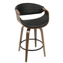 Lumisource Symphony Counter Stool in Walnut and Black Faux Leather, PK 2 -Kitchen & Dining Furniture Sales Store LumiSource20LLC B26xxSYMPQxxWLBK2xxxx3xxxx22ac07