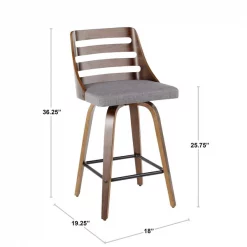 Lumisource Trevi Counter Stool in Walnut Wood and Green Fabric, PK 2 -Kitchen & Dining Furniture Sales Store LumiSource20LLC B26xxTREVIXxxWLGN2xxDIMxxcc00fe