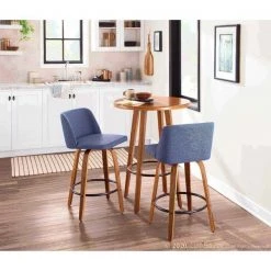 Lumisource Toriano Counter Stool in Walnut and Blue Fabric, PK 2 -Kitchen & Dining Furniture Sales Store LumiSource20LLC B26xxTRNO2QxxWLBU2xxxx11xxxx381540