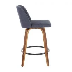 Lumisource Toriano Counter Stool in Walnut and Blue Fabric, PK 2 -Kitchen & Dining Furniture Sales Store LumiSource20LLC B26xxTRNO2QxxWLBU2xxxx3xxxxd6d9e4