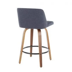 Lumisource Toriano Counter Stool in Walnut and Blue Fabric, PK 2 -Kitchen & Dining Furniture Sales Store LumiSource20LLC B26xxTRNO2QxxWLBU2xxxx4xxxx41a043