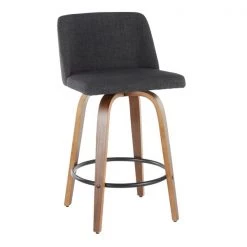Lumisource Toriano Counter Stool in Walnut and Charcoal Fabric, PK 2 -Kitchen & Dining Furniture Sales Store LumiSource20LLC B26xxTRNO2QxxWLCHAR2xxxx2xxxxab7906