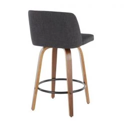 Lumisource Toriano Counter Stool in Walnut and Charcoal Fabric, PK 2 -Kitchen & Dining Furniture Sales Store LumiSource20LLC B26xxTRNO2QxxWLCHAR2xxxx4xxxxc0644b