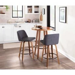 Lumisource Toriano Counter Stool in Walnut and Charcoal Fabric, PK 2 -Kitchen & Dining Furniture Sales Store LumiSource20LLC B26xxTRNO2QxxWLCHAR2xxxx9xxxx4bc540