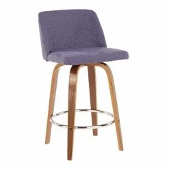 Lumisource Toriano Counter Stool in Walnut and Blue Fabric, PK 2 -Kitchen & Dining Furniture Sales Store LumiSource20LLC B26xxTRNO2RxxWLBU2xxxx2xxxx74f8af