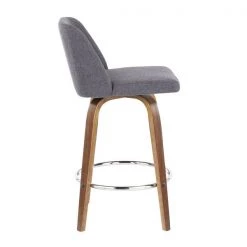 Lumisource Toriano Counter Stool in Walnut and Blue Fabric, PK 2 -Kitchen & Dining Furniture Sales Store LumiSource20LLC B26xxTRNO2RxxWLBU2xxxx3xxxx43fdf2