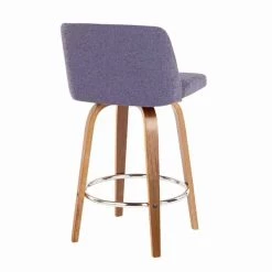 Lumisource Toriano Counter Stool in Walnut and Blue Fabric, PK 2 -Kitchen & Dining Furniture Sales Store LumiSource20LLC B26xxTRNO2RxxWLBU2xxxx4xxxx1d0487