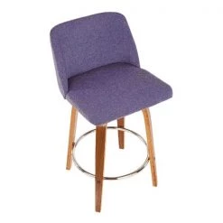 Lumisource Toriano Counter Stool in Walnut and Blue Fabric, PK 2 -Kitchen & Dining Furniture Sales Store LumiSource20LLC B26xxTRNO2RxxWLBU2xxxx7xxxx49664a