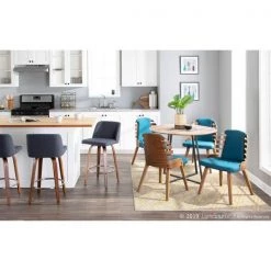 Lumisource Toriano Counter Stool in Walnut and Blue Fabric, PK 2 -Kitchen & Dining Furniture Sales Store LumiSource20LLC B26xxTRNO2RxxWLBU2xxxx9xxxxd7b1be