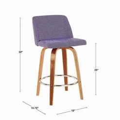 Lumisource Toriano Counter Stool in Walnut and Cream Fabric, PK 2 -Kitchen & Dining Furniture Sales Store LumiSource20LLC B26xxTRNO2RxxWLCR2xxDIMxx2380eb