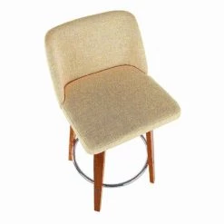 Lumisource Toriano Counter Stool in Walnut and Cream Fabric, PK 2 -Kitchen & Dining Furniture Sales Store LumiSource20LLC B26xxTRNO2RxxWLCR2xxxx7xxxxb8ff35