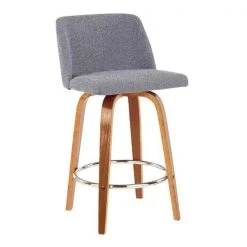 Lumisource Toriano Counter Stool in Walnut and Grey Fabric, PK 2 -Kitchen & Dining Furniture Sales Store LumiSource20LLC B26xxTRNO2RxxWLGY2xxxx2xxxx0e4b8e