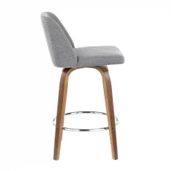 Lumisource Toriano Counter Stool in Walnut and Grey Fabric, PK 2 -Kitchen & Dining Furniture Sales Store LumiSource20LLC B26xxTRNO2RxxWLGY2xxxx3xxxx439a0c
