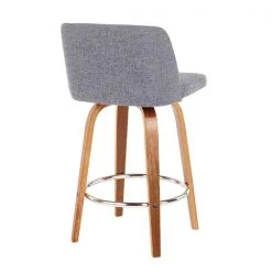 Lumisource Toriano Counter Stool in Walnut and Grey Fabric, PK 2 -Kitchen & Dining Furniture Sales Store LumiSource20LLC B26xxTRNO2RxxWLGY2xxxx4xxxx96ef7a