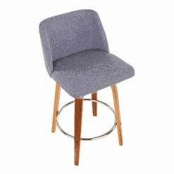 Lumisource Toriano Counter Stool in Walnut and Grey Fabric, PK 2 -Kitchen & Dining Furniture Sales Store LumiSource20LLC B26xxTRNO2RxxWLGY2xxxx7xxxxe407da