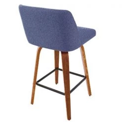 Lumisource Toriano Counter Stool in Walnut and Blue Fabric, PK 2 -Kitchen & Dining Furniture Sales Store LumiSource20LLC B26xxTRNO2XxxWLBU2xxxx4xxxx8184e6