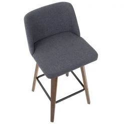 Lumisource Toriano Counter Stool in Walnut and Blue Fabric, PK 2 -Kitchen & Dining Furniture Sales Store LumiSource20LLC B26xxTRNO2XxxWLBU2xxxx7xxxx921c23
