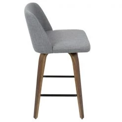 Lumisource Toriano Counter Stool in Walnut and Grey Fabric, PK 2 -Kitchen & Dining Furniture Sales Store LumiSource20LLC B26xxTRNO2XxxWLGY2xxxx3xxxx95d702