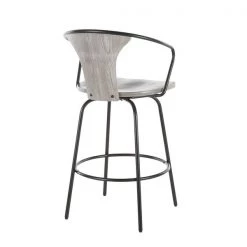 Lumisource Waco Counter Stool with Black Metal and Grey Wood. -Kitchen & Dining Furniture Sales Store LumiSource20LLC B26xxWACOxxBKGYxxxx3xxxx25ff92