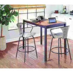 Lumisource Waco Counter Stool with Black Metal and Grey Wood. -Kitchen & Dining Furniture Sales Store LumiSource20LLC B26xxWACOxxBKGYxxxx8xxxxc4809f
