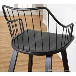 Lumisource Winston Counter Stool in Black Wood and Black Metal -Kitchen & Dining Furniture Sales Store LumiSource20LLC B26xxWINSTNxxBKBKxxxx12xxxx19fe94