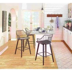 Lumisource Winston Counter Stool in Black Wood and Black Metal -Kitchen & Dining Furniture Sales Store LumiSource20LLC B26xxWINSTNxxBKBKxxxx9xxxx54c368