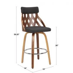 Lumisource York Counter Stool in Walnut and Charcoal -Kitchen & Dining Furniture Sales Store LumiSource20LLC B26xxYRKxxWLxxCHARxxDIMxx56f89d